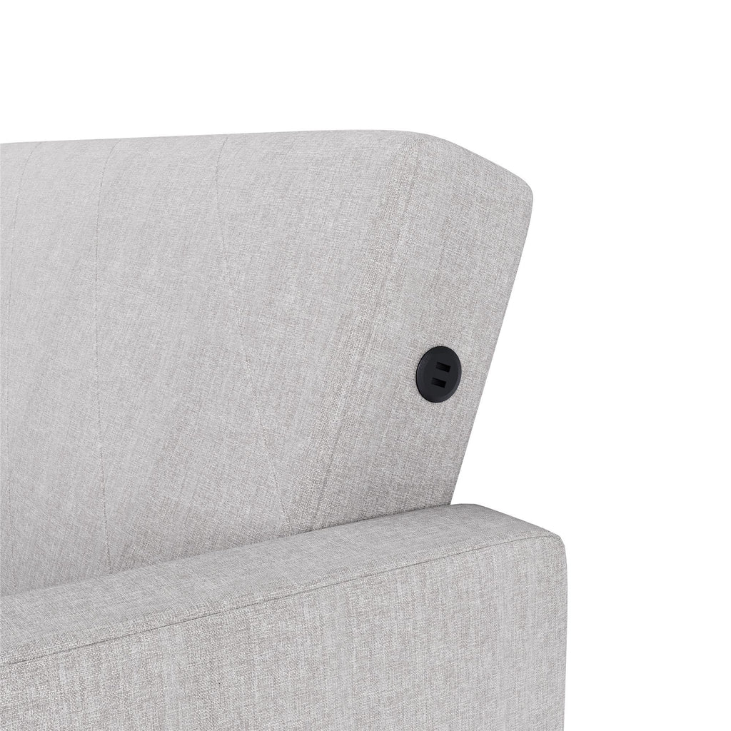 Light Gray Linen Convertible Sofa Bed with USB Port A406