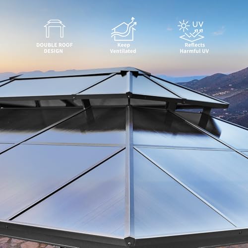 10'x13' Hardtop Gazebo with Curtains and Netting D589112