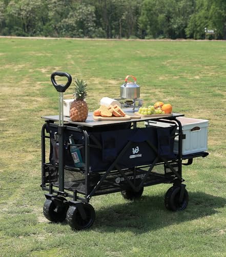 Collapsible Double Decker Wagon with All-Terrain Big Wheels Black E91996