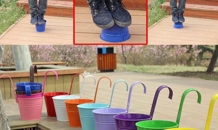 5 Pack Black Metal Hanging Plant Pots with Removable Hooks P8776