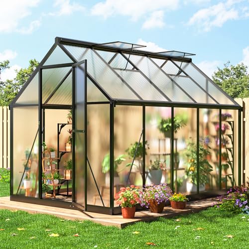 Black Aluminum Polycarbonate Greenhouse X472