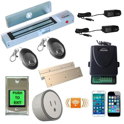 One Door Access Control Outswinging Door 300lbs Electromagnetic Lock with Wireless Receiver and Remote and Smartphone Controlled WiFi Kit K8426