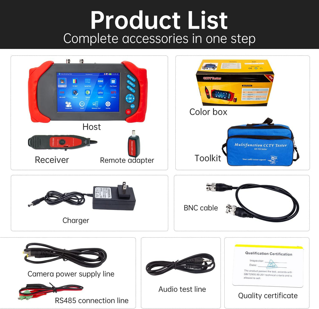 7 Inch IPS Touch Screen CCTV Monitor Camera Tester with PTZ Control J573