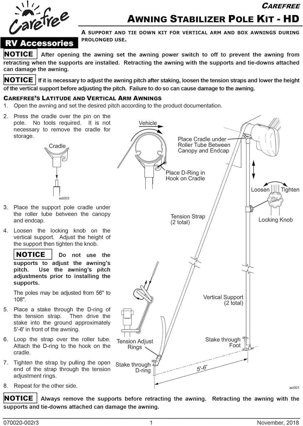 Awning Support Pole Kit E692