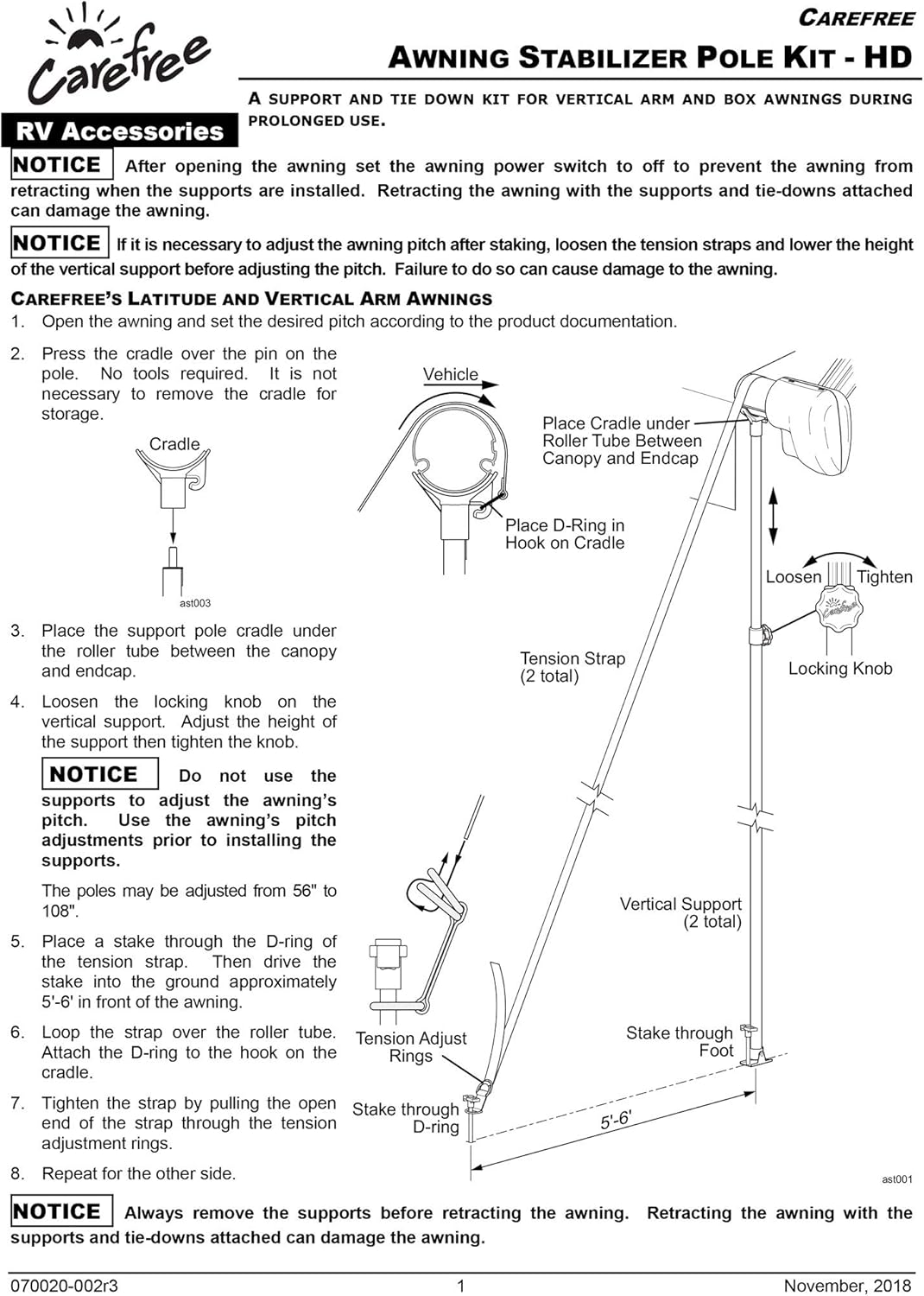 Awning Support Pole Kit E692