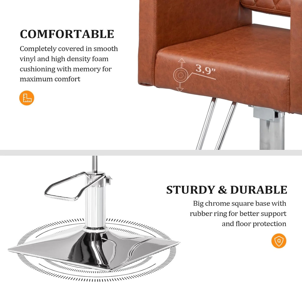 Brown Hydraulic Barber Chair with Aluminium Alloy Footrest O71129