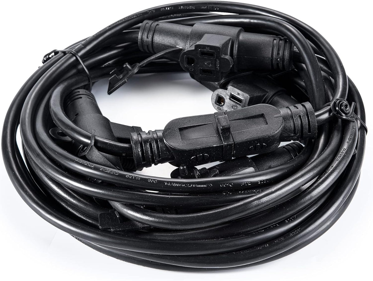 50 Feet 10 Outlet 14 Gauge SJTW Extension Cord with Waterproof Covers M261