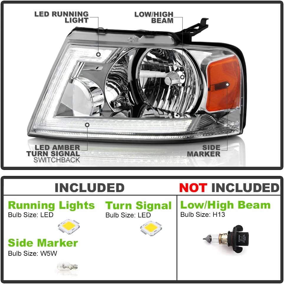 Chrome LED Headlights Pair X732861