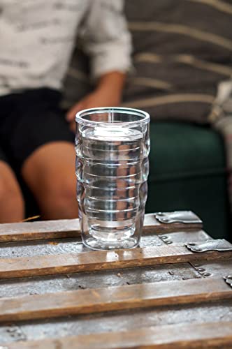 Clear Lidded Double Walled Insulated Tumbler Travel Cup, 24oz 2pk, Blue Lid E236
