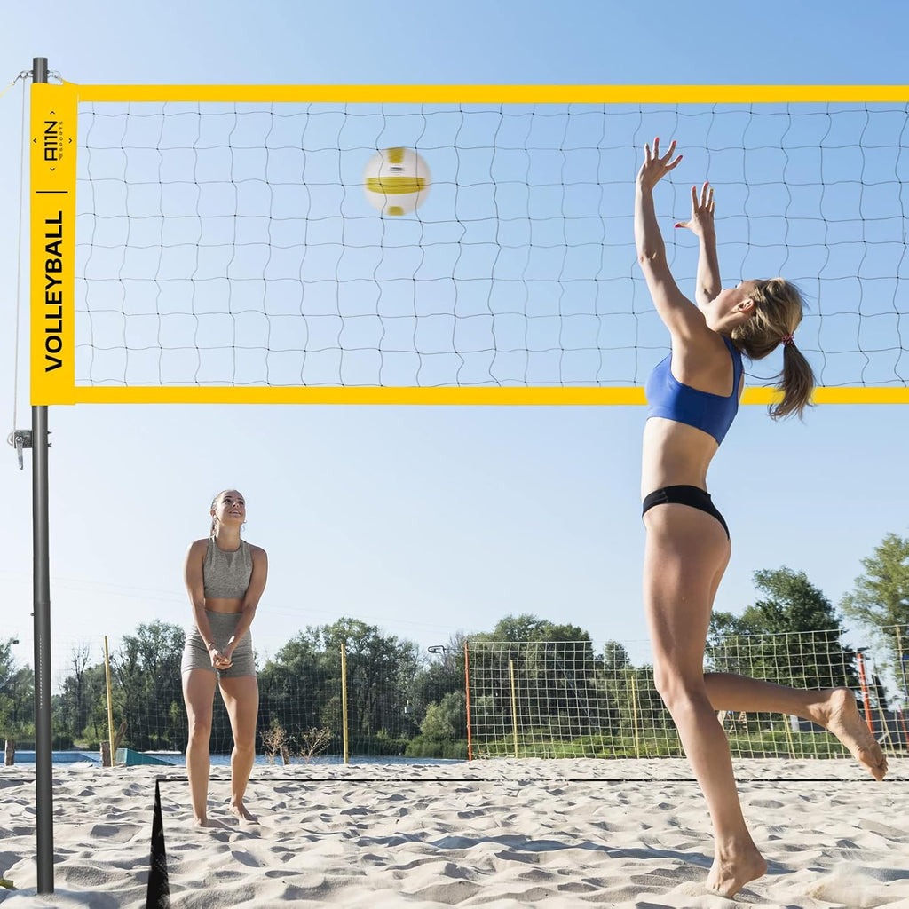 Outdoor Volleyball Set with Anti-Sag Net, Volleyball, Air Pump, Boundary Markers, and Carrying Bag U256