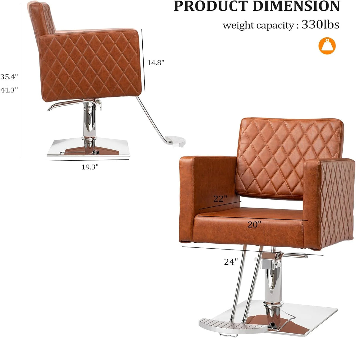 Brown Hydraulic Barber Chair with Aluminium Alloy Footrest O71129