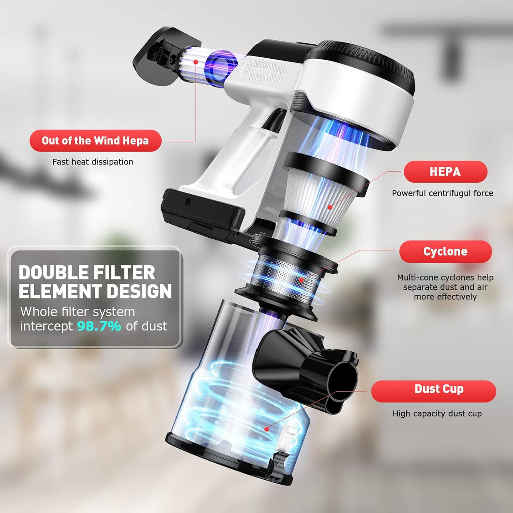 Cordless Vacuum Cleaner 26Kpa Lightweight Handheld Stick Vacuum with Electric Mop D91421