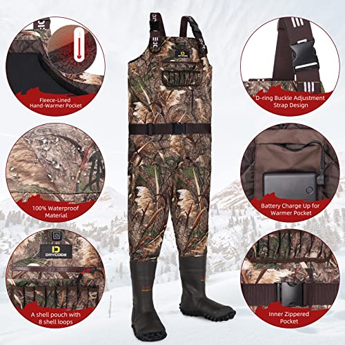 Waterproof Fleece-Lined Insulated Chest Waders with 1600g Boots D2889