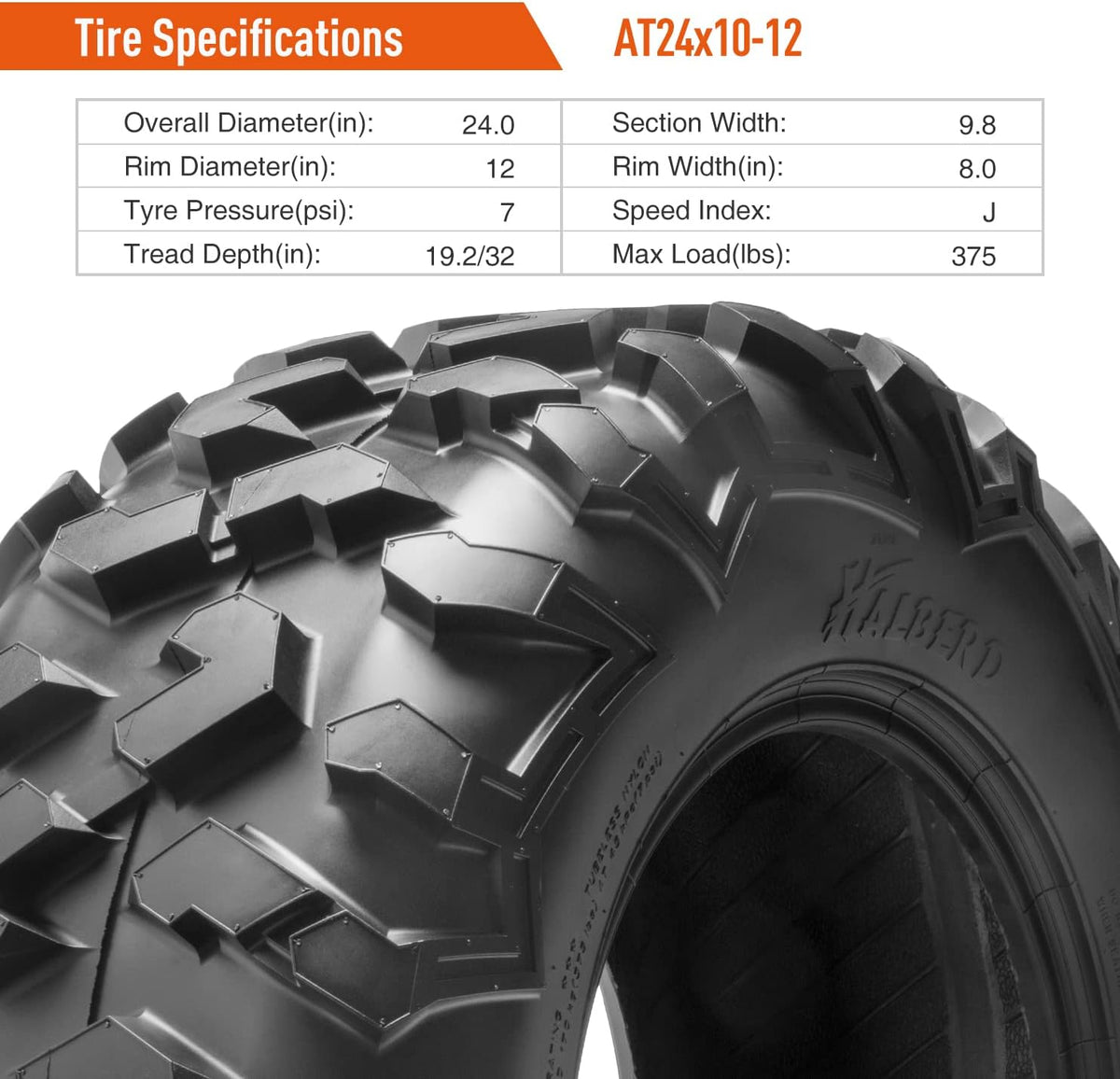 24x8-12 & 24x10-12 6PR All Terrain ATV UTV Tires I780105