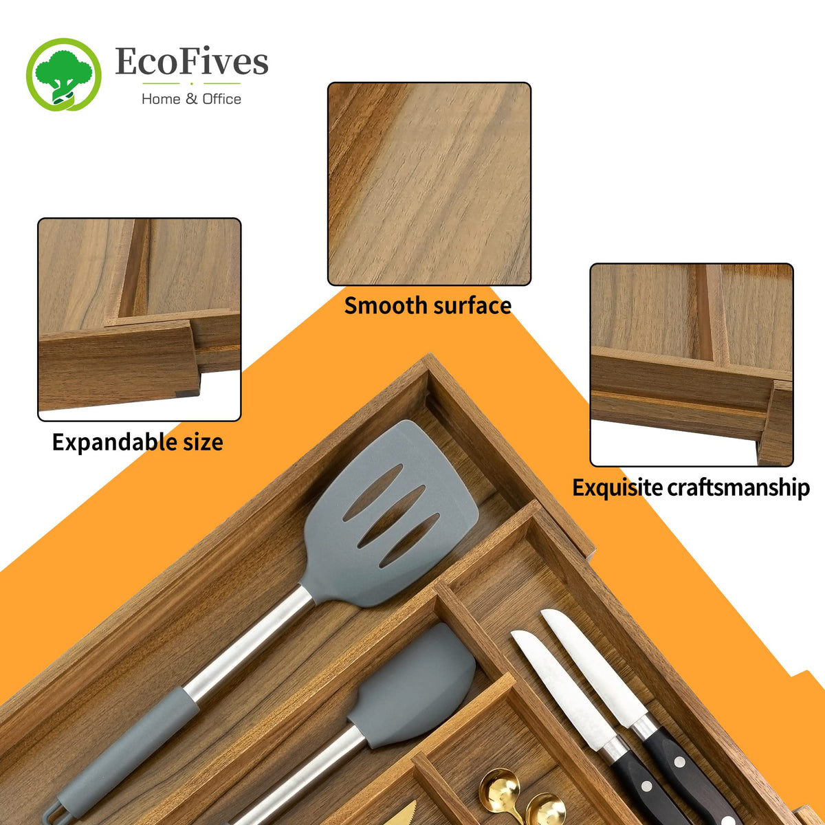 Acacia 8 Compartment Cutlery Tray Organizer Q328