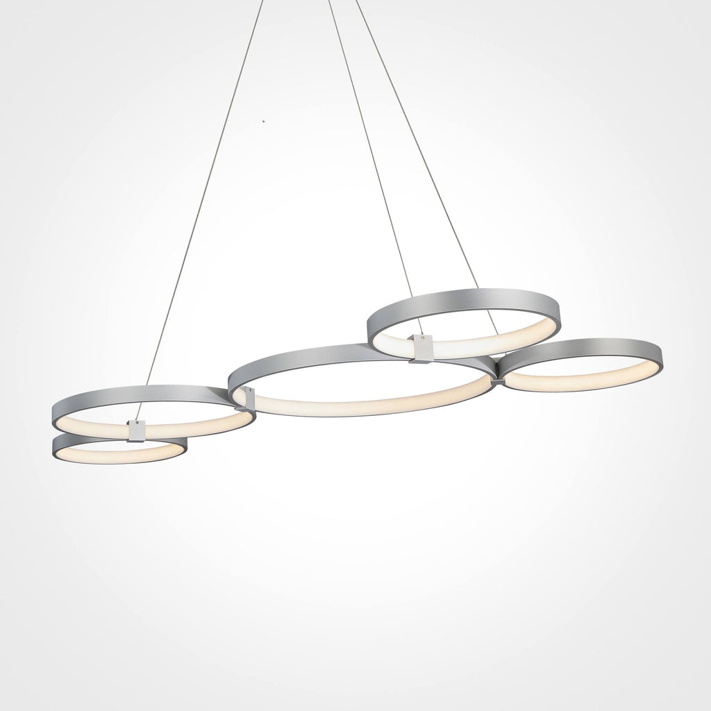 Silver 55x22 LED Adjustable Multi-Ring Chandelier G221