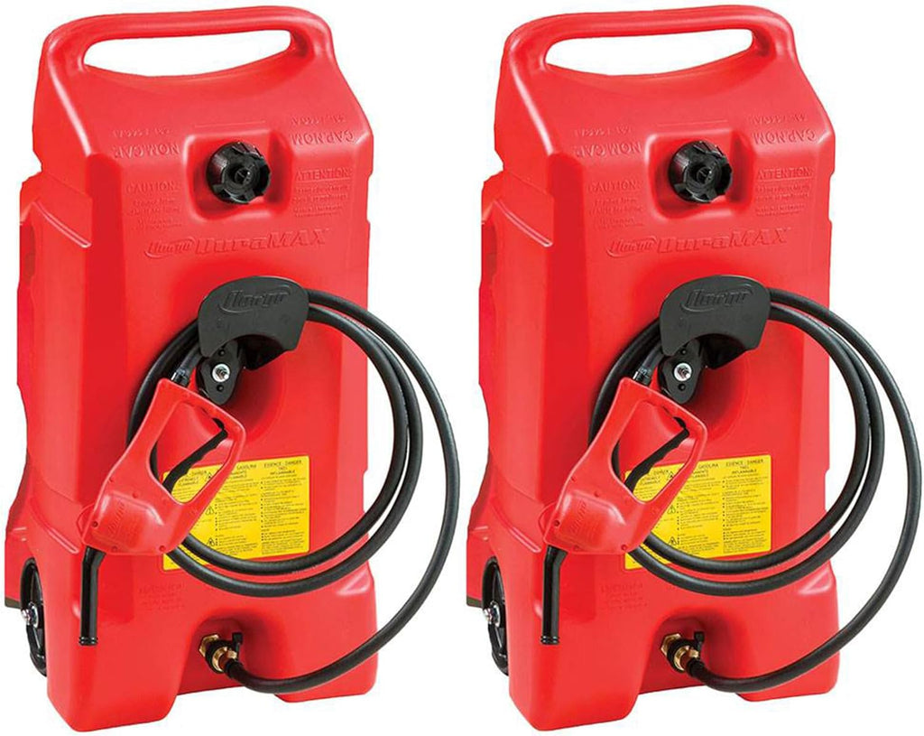 14 Gallon Portable Gas Fuel Tank Container with Siphon Pump and Hose, 2 Pack, Red H352208