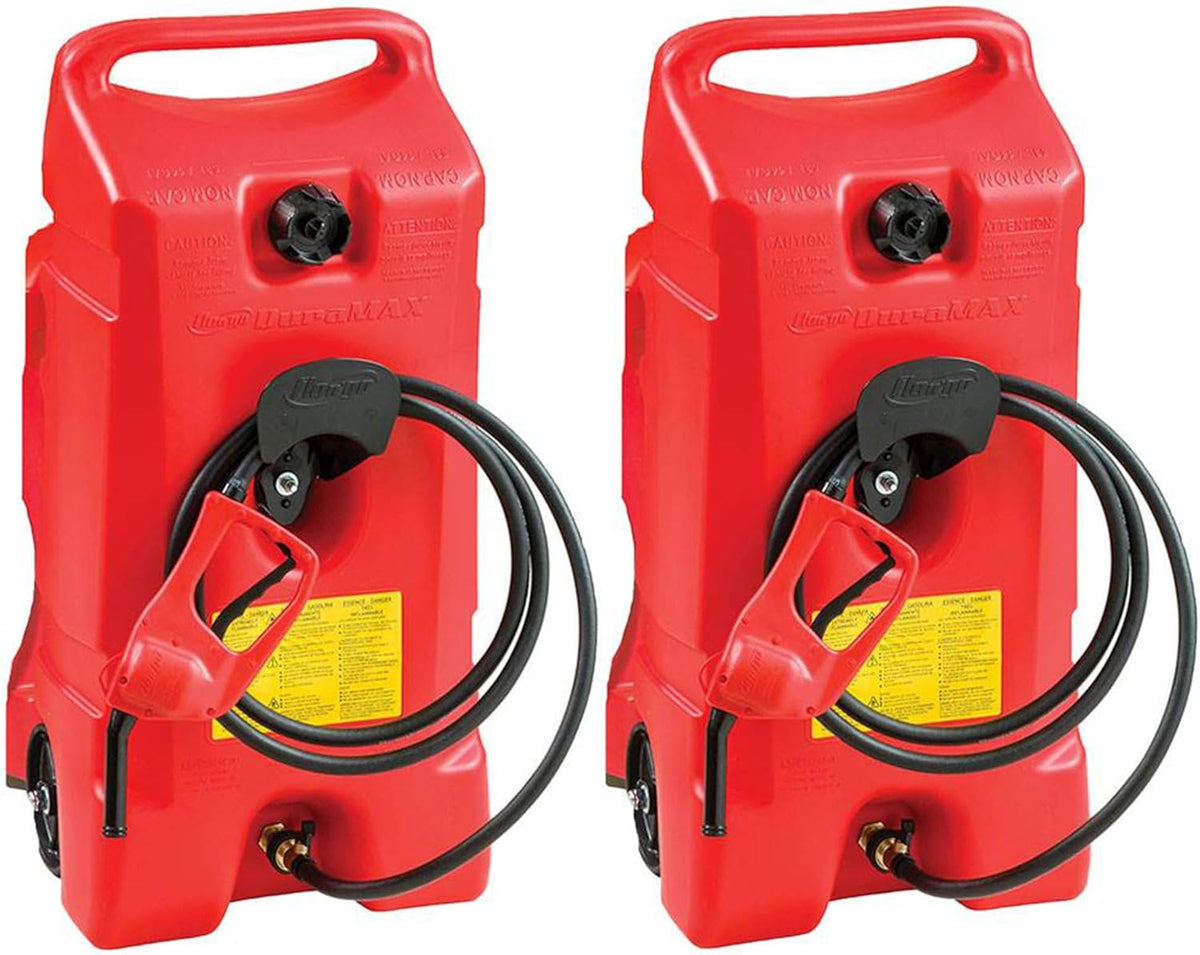 14 Gallon Portable Gas Fuel Tank Container with Siphon Pump and Hose, 2 Pack, Red H352208