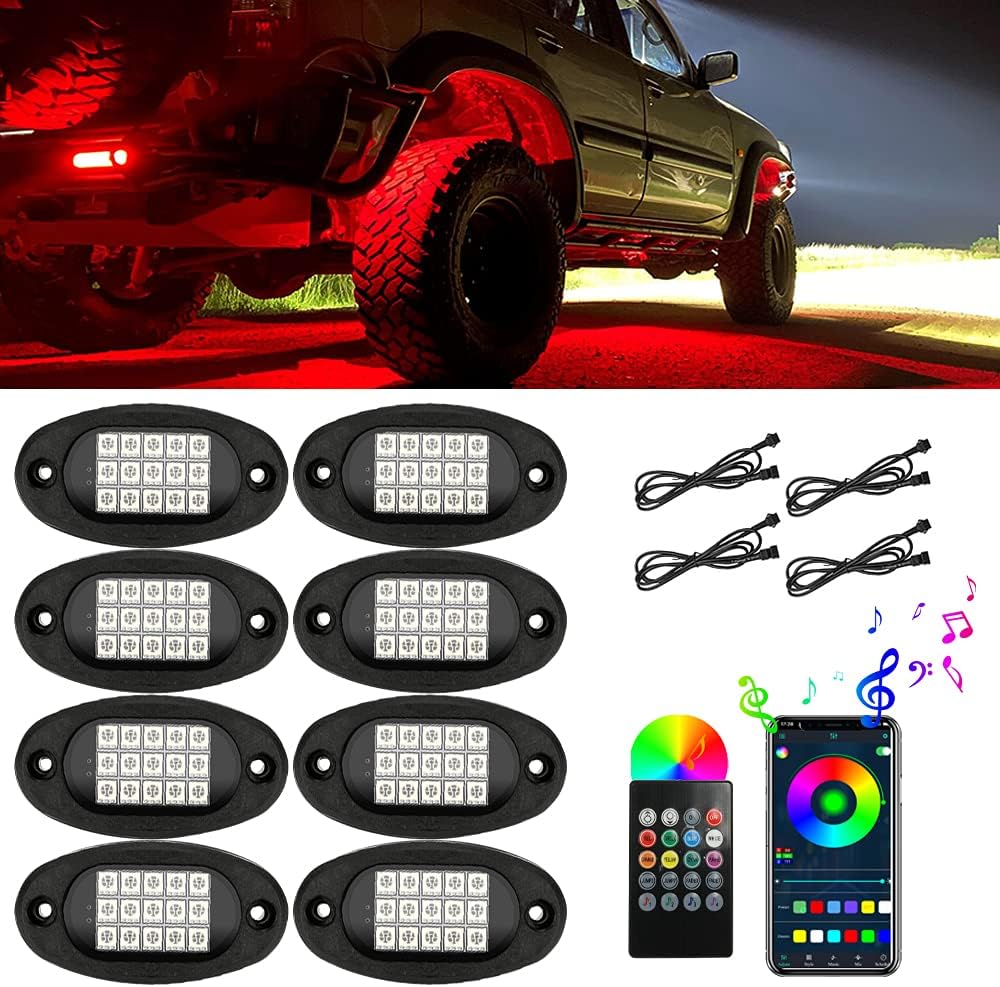 Multicolor Waterproof LED Rock Lights Pack of 2 M665
