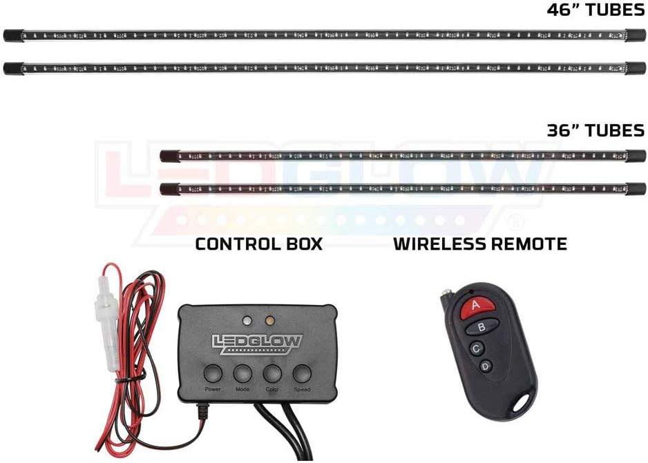 4pc Multi-Color LED Underbody Lighting Kit with Control Box & Remote F21669