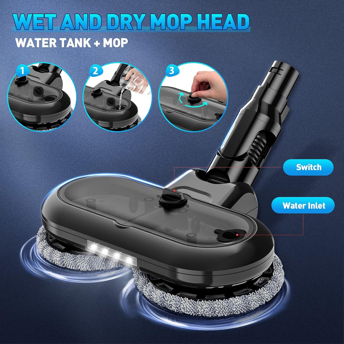 Cordless Vacuum Cleaner 26Kpa Lightweight Handheld Stick Vacuum with Electric Mop D91421