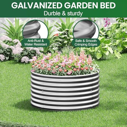 4 Pack 3x3FT Round Galvanized Metal Raised Garden Bed B3806