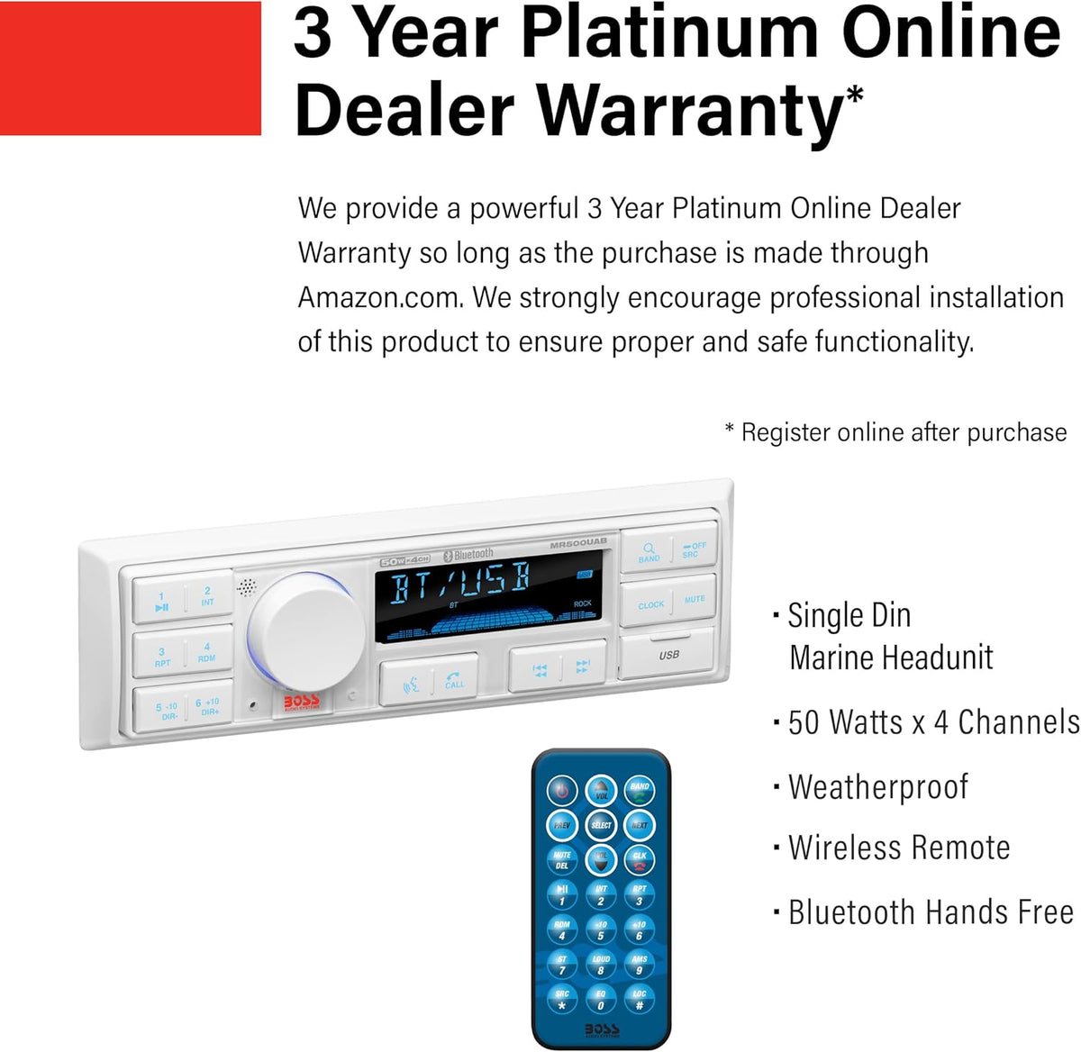 Weatherproof Marine Radio Receiver with Bluetooth V952