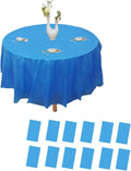 12pk Plastic Round Table Cover, 84'' Diameter, Royal Blue Z615