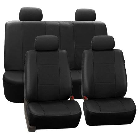 Black Faux Leather Split Bench Car Seat Covers R62792