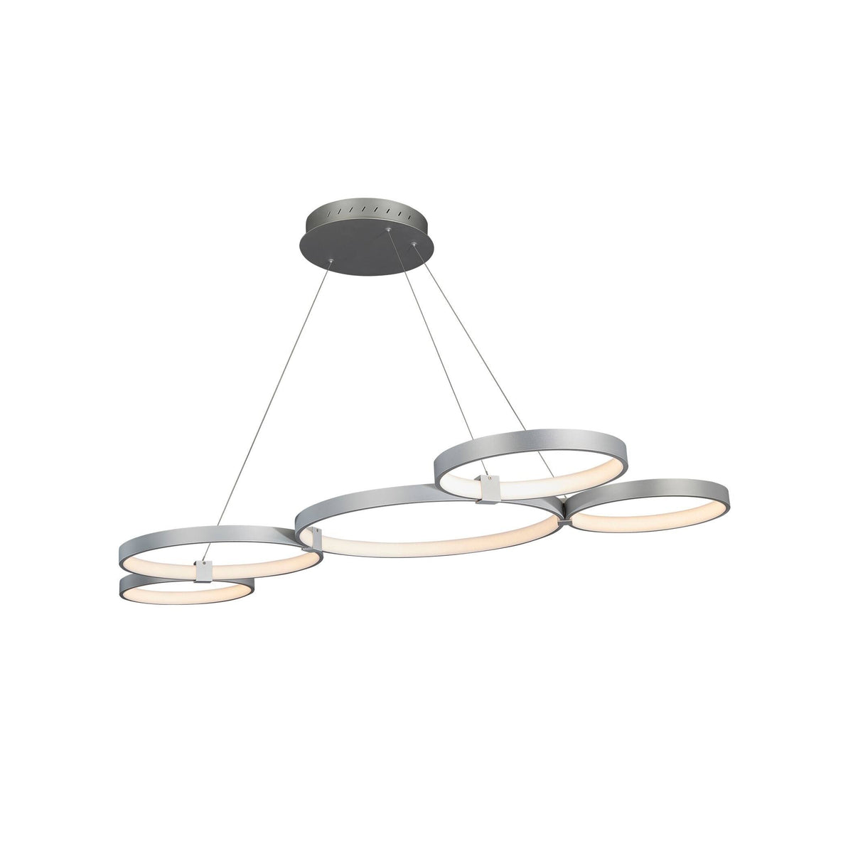 Silver 55x22 LED Adjustable Multi-Ring Chandelier G221