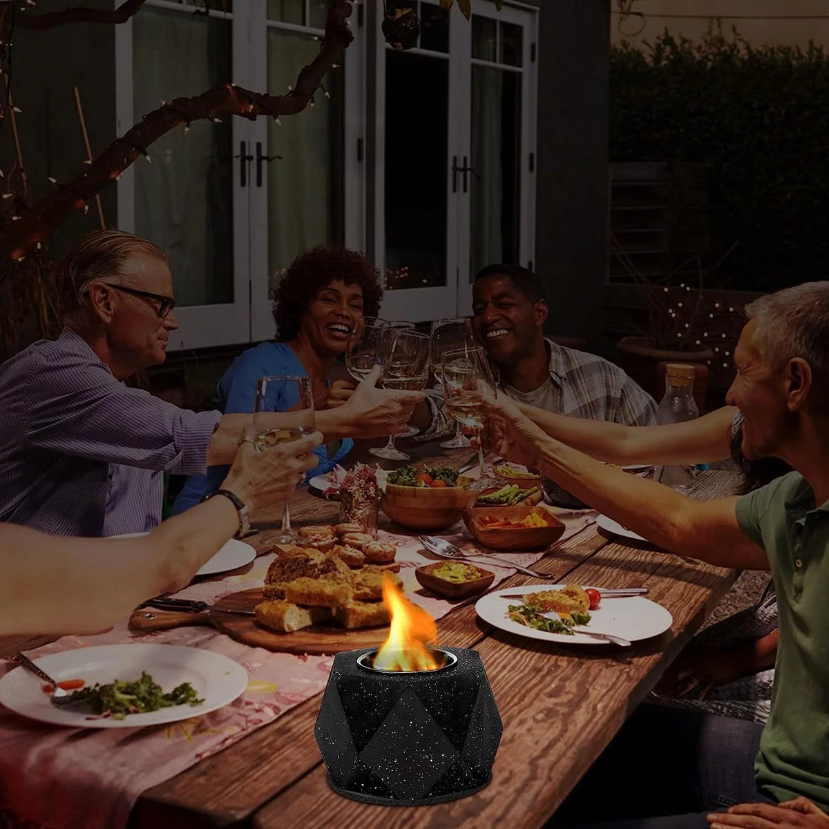 Concrete Tabletop Fire Pit Bowl Alcohol Burner V3287