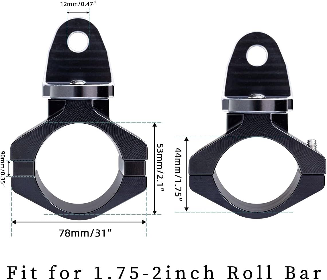 360° Rotating UTV Mount Bracket for 1.75-2inch Roll Bar, Pack of 2 E866344
