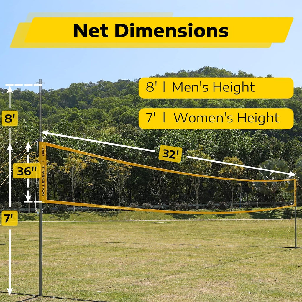 Outdoor Volleyball Set with Anti-Sag Net, Volleyball, Air Pump, Boundary Markers, and Carrying Bag U256