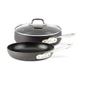 Hard Anodized Nonstick Saute Pan with Lid and Fry Pan Set 4 Quart 10 Inch Black Cookware E569