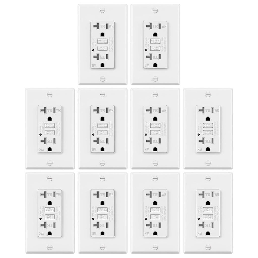 10 Pack White 20A GFCI Outlets E79852