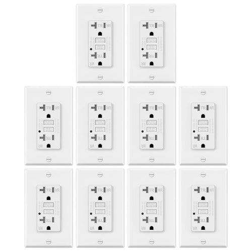 10 Pack White 20A GFCI Outlets E79852
