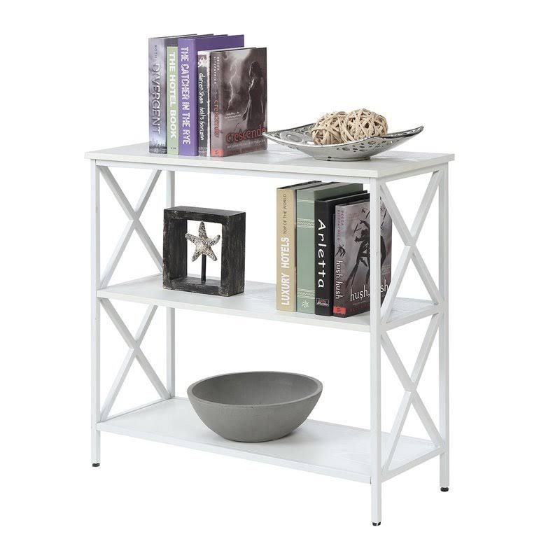 3 Tier White Wood Bookcase H71173
