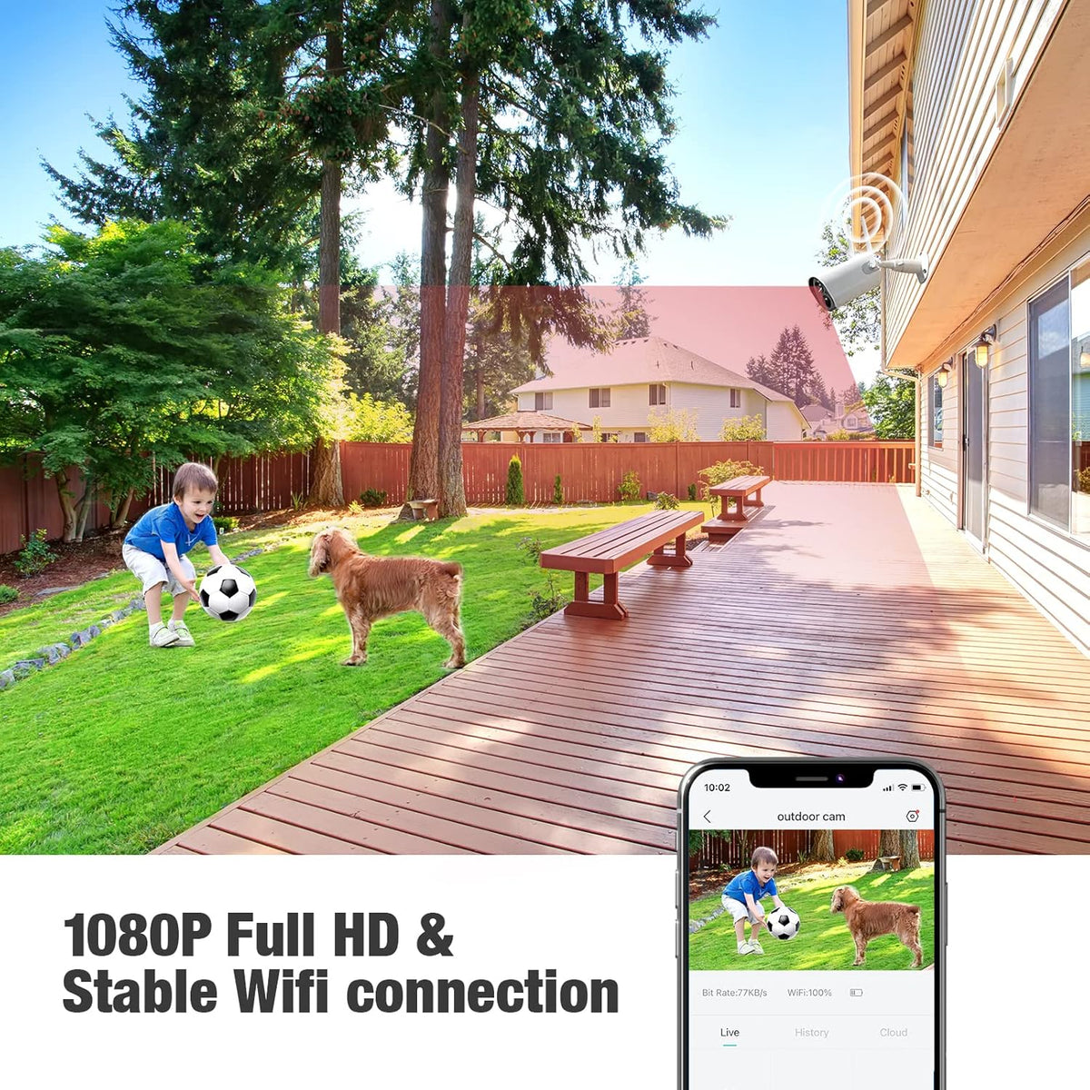1080P Battery Powered Outdoor Security Camera with Night Vision Q824386