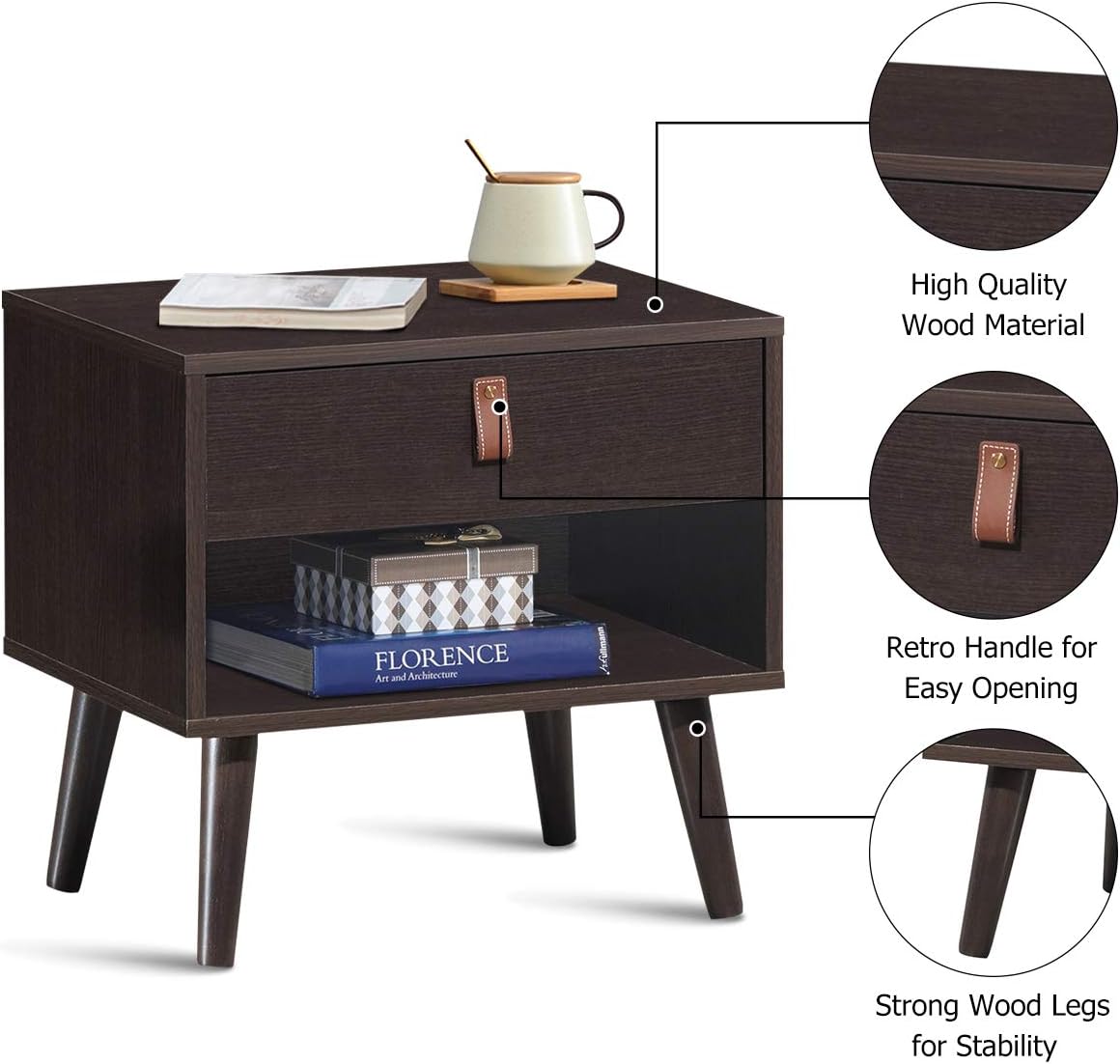 Drawer Storage Nightstand Bedside Cabinet X47103