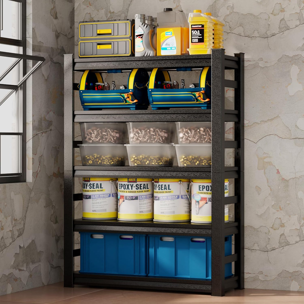 5 Tier Adjustable Metal Garage Shelving 31.5" W X 15.7" D X 63" H I8004