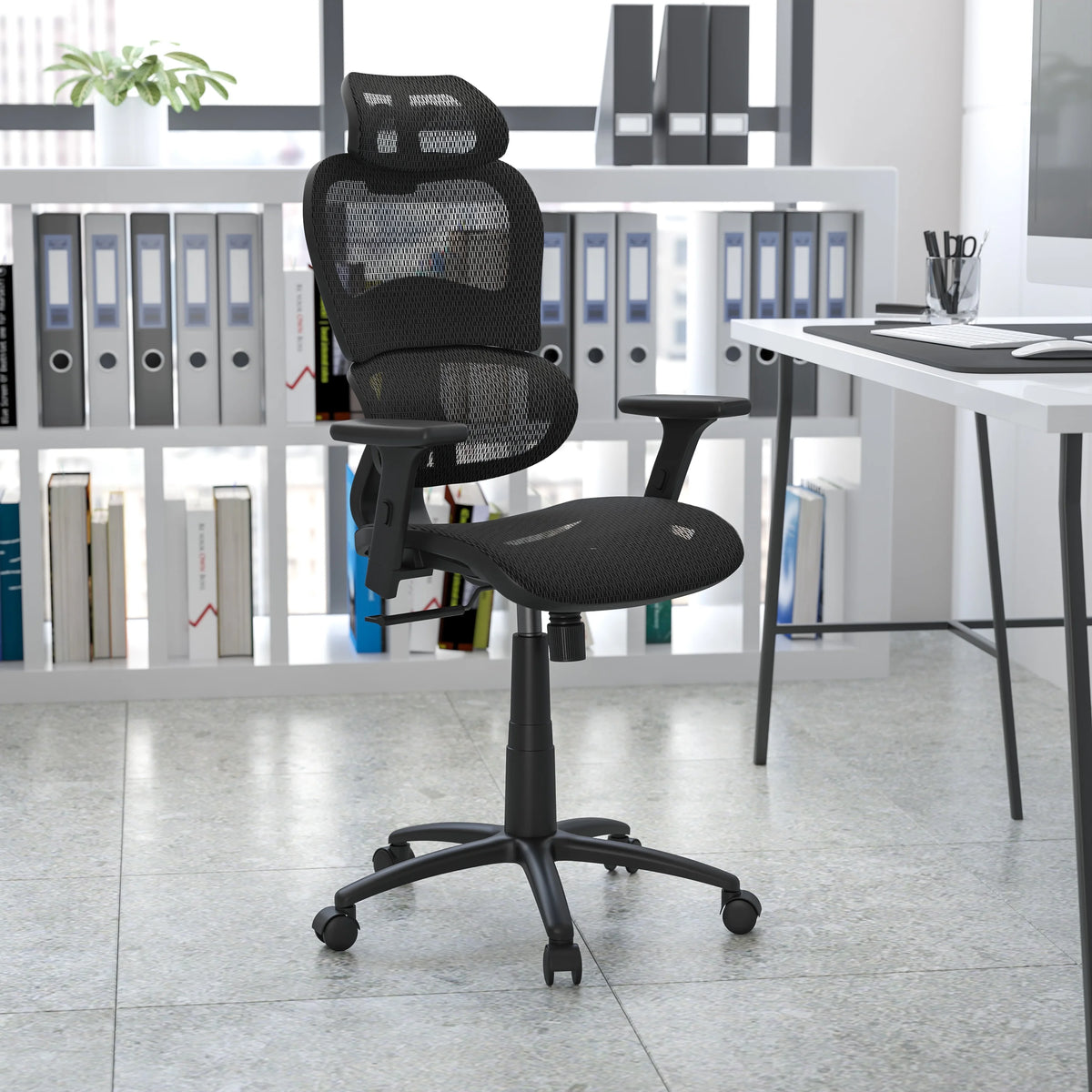 Ergonomic Mesh Office Chair with Lumbar Support in Black J6713