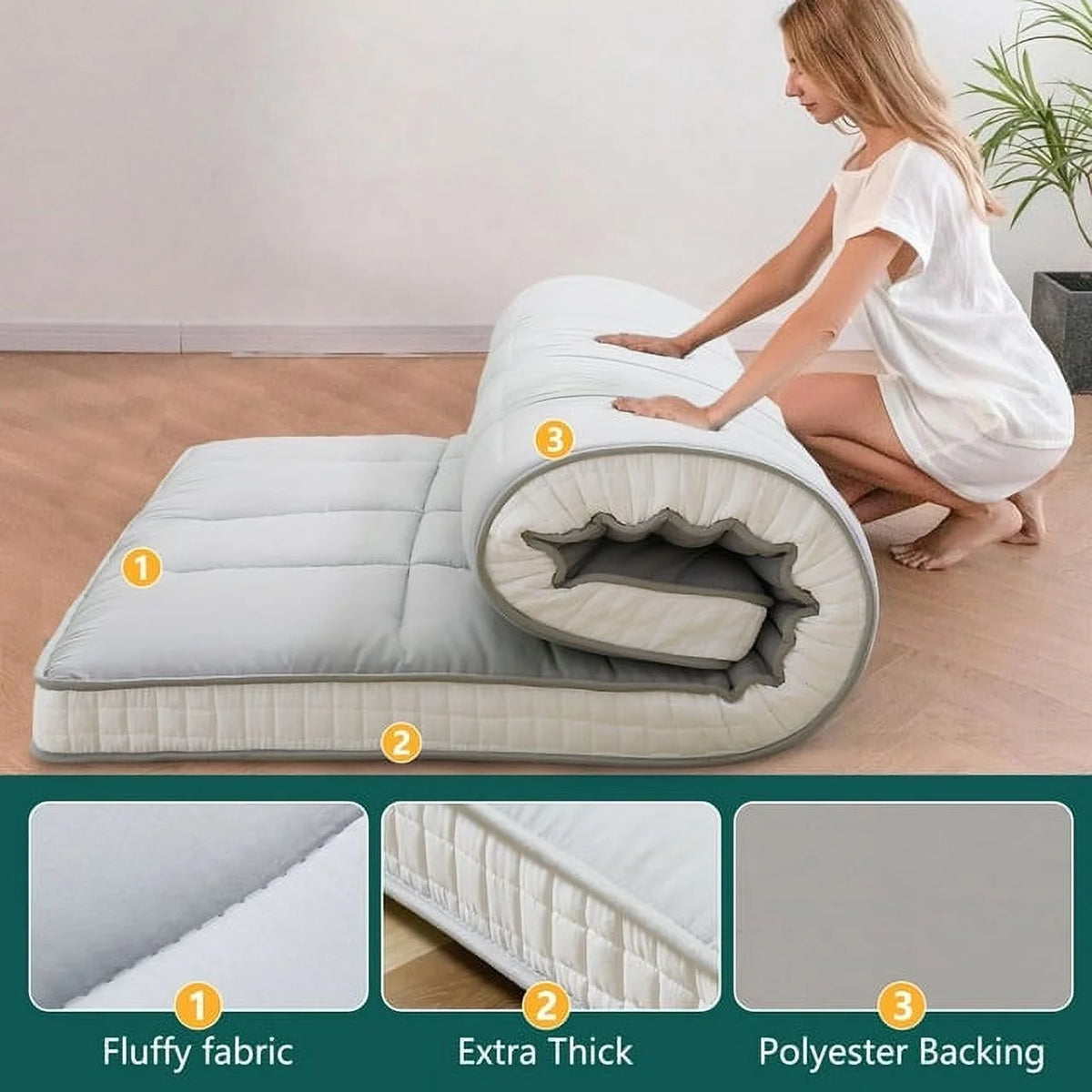 Japanese Floor Mattress Futon Mattress Grey Full Q559571