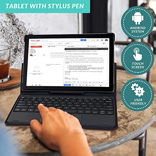 10 Inch Android Tablet 2 in 1 1080p HD 2GB RAM 32GB Storage Silver T3179