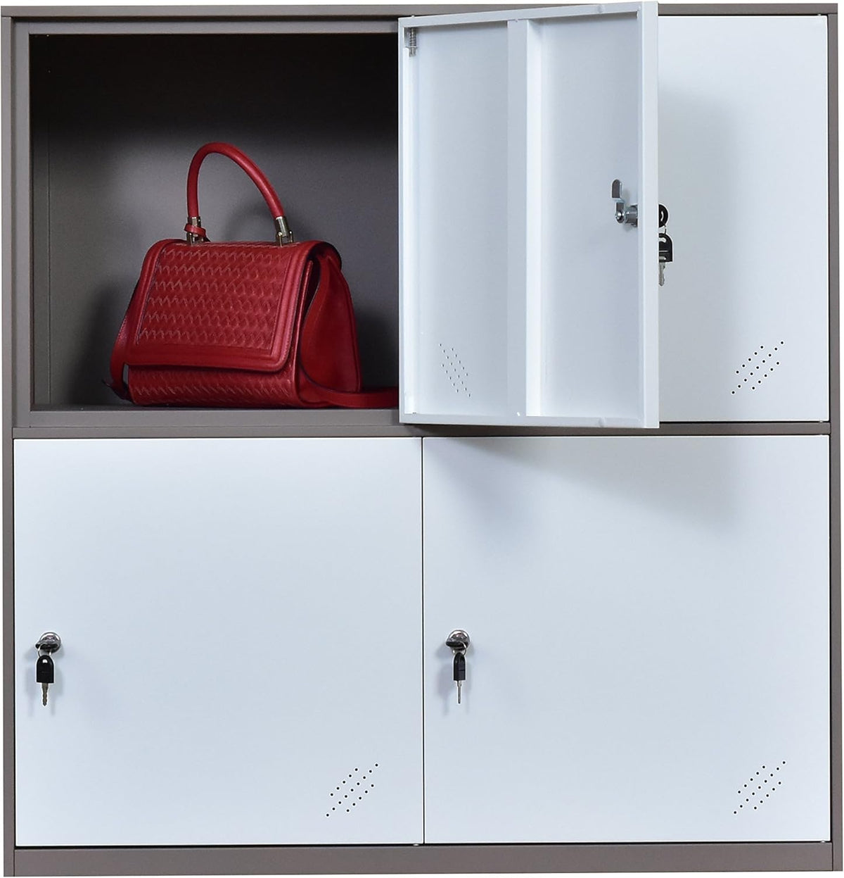 White Metal Storage Cabinet with Doors and Lock Z920218