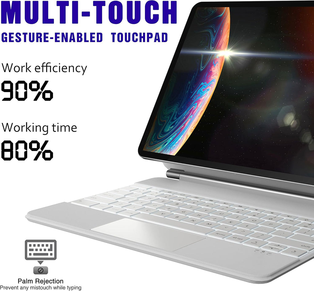 White Leather Magnetic Keyboard Case for iPad Pro 12.9 inch S121