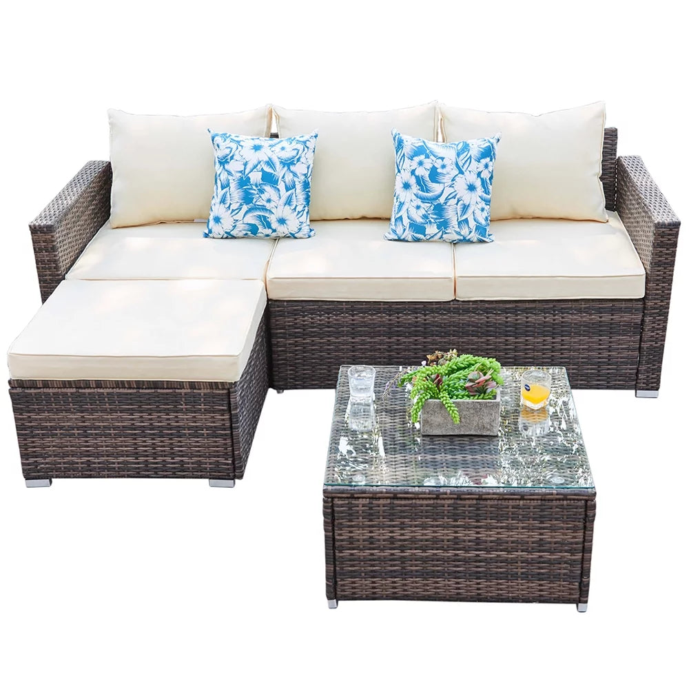 3 Piece Gray Wicker Patio Sofa Set R638