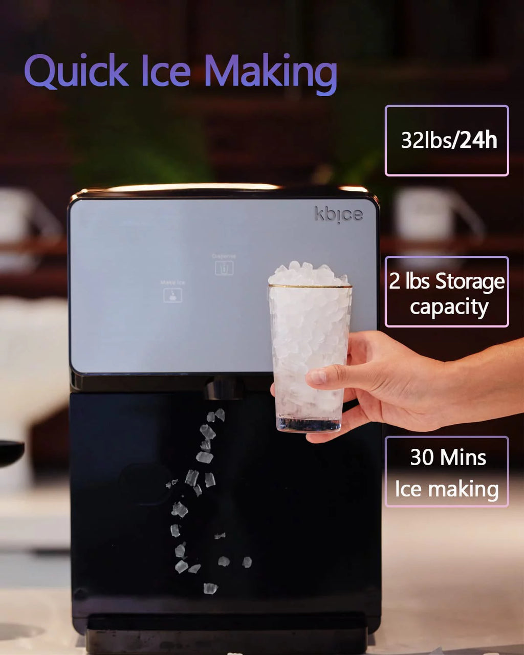 Self Dispensing Countertop Nugget Ice Maker, 32 lbs per Day M15794