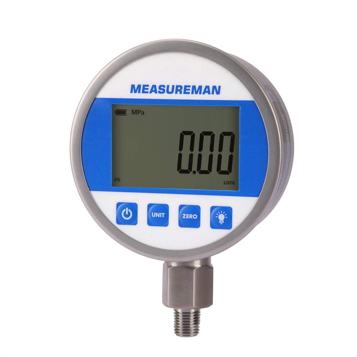 Digital Pressure Gauge 0-10000psi/bar, 1/4NPT, Stainless Steel Case S418