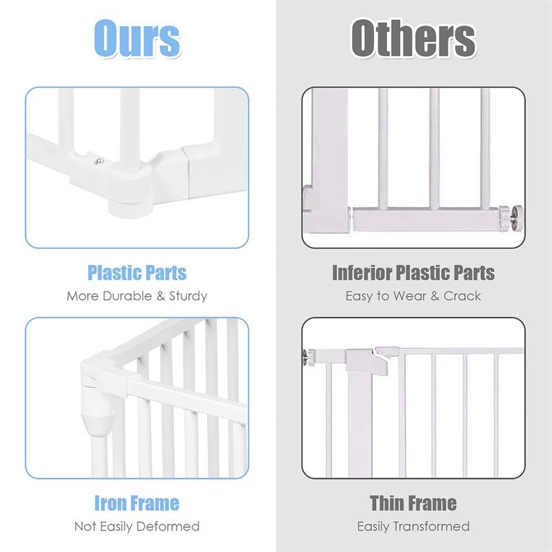 8 Panel Metal Gate Baby Pet Fence Playpen Barrier White F186