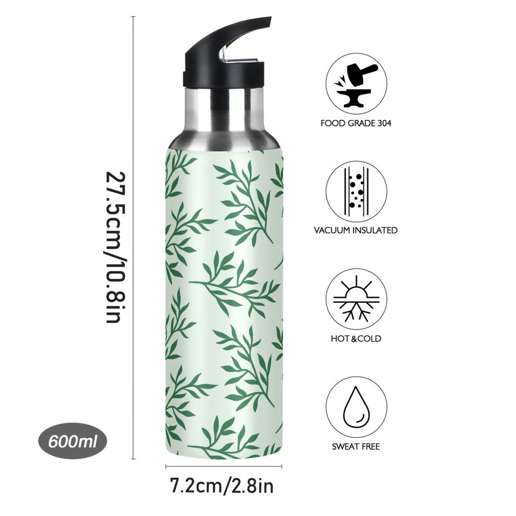 Green Stainless Steel Insulated Water Bottle with Straw Lid A39564